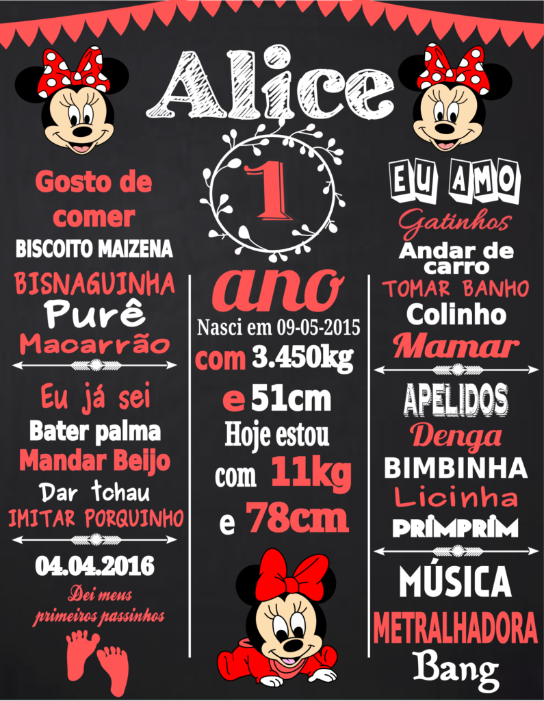 Cartaz para aniversário de 1 ano feito sob encomenda